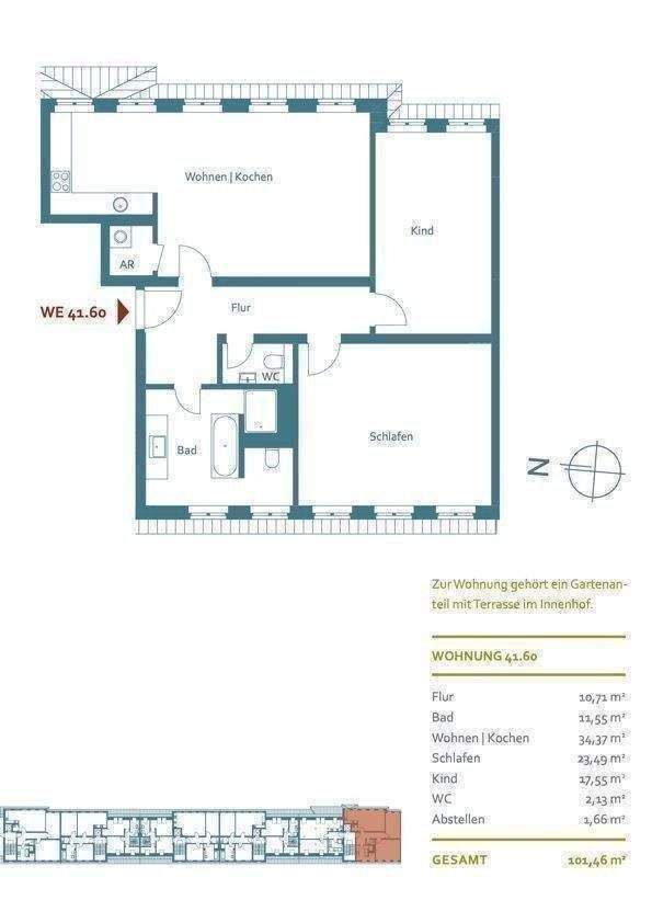 DENKMAL im DG mit AfA + Garten zum Bestpreis / Tageslichtbad / Gäste WC / provisionsfrei – Erfurt – Bild 1 von 5