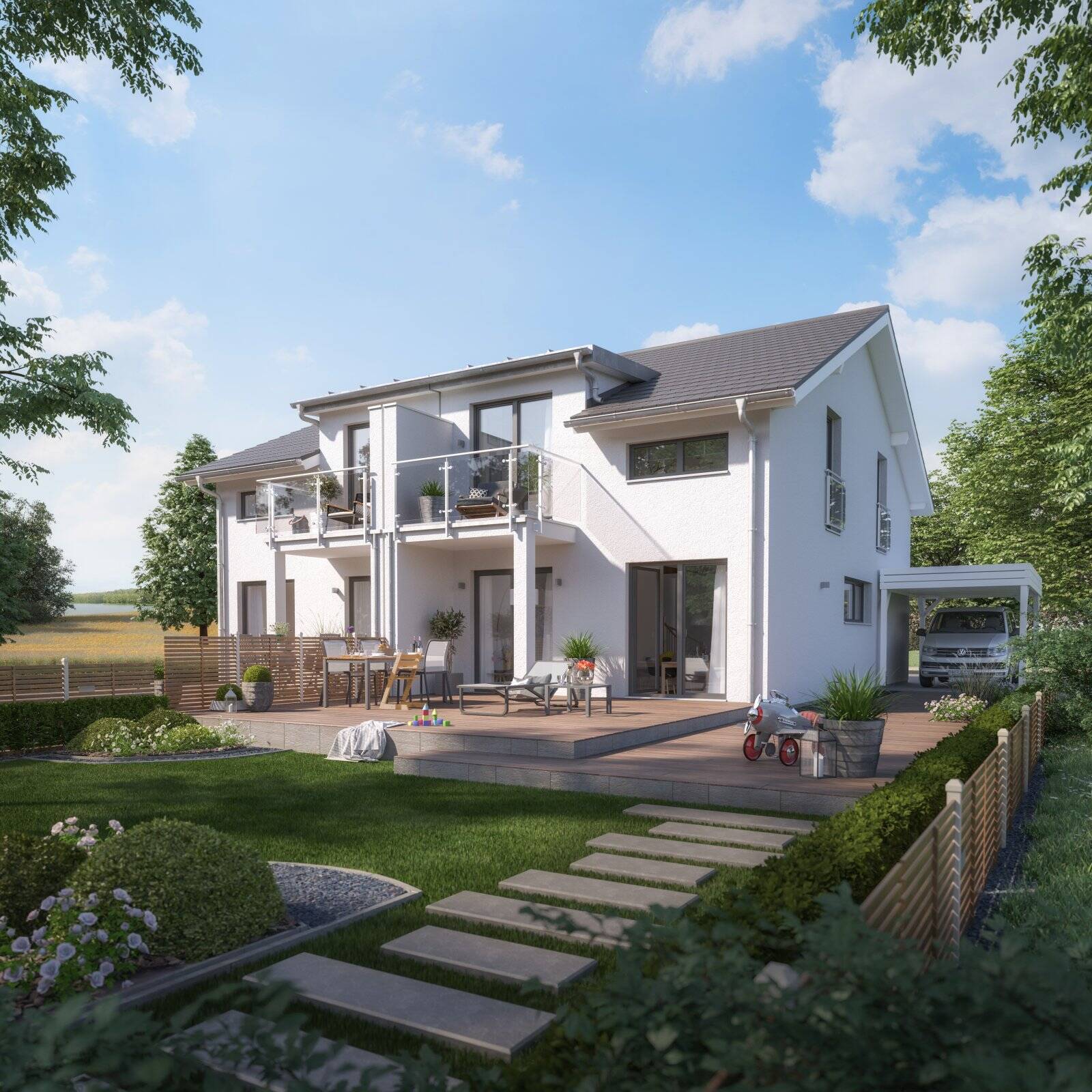 TRAUMHAUS MIT GRUNDSTÜCK - Unterkellerte Doppelhaushälfte lässt keine Wünsche offen! – Tannheim – Bild 1 von 9