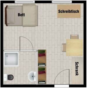 Möbliertes Appartment im Studentenwohnheim in guter Lage zu Uni und Innenstadt – 91052 Erlangen – Vorschaubild 2