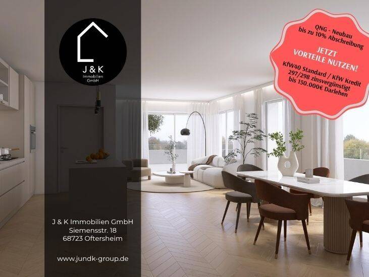 Projektierter Neubau im schönen Plankstadt! KfW 40 QNG I Stilvolles Penthouse mit Dachterrasse