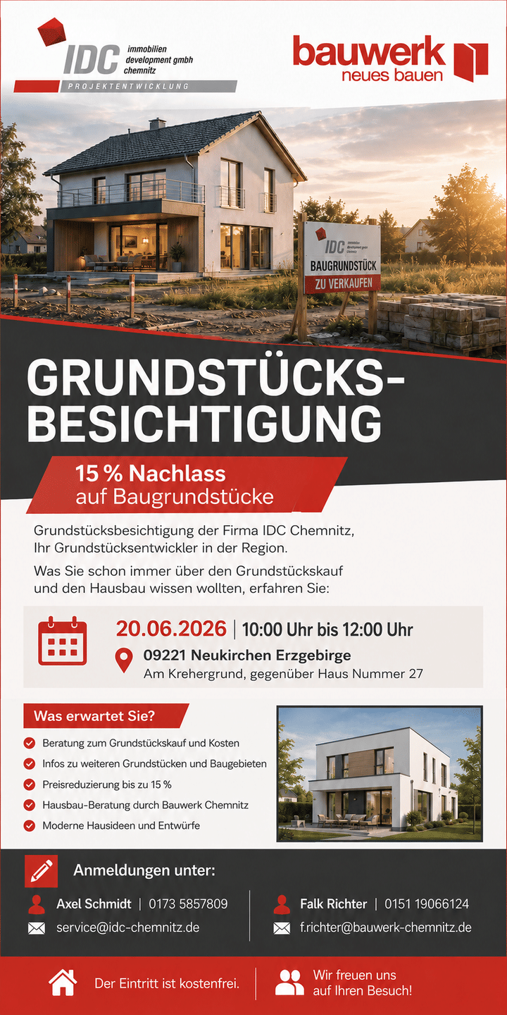 ACHTUNG! GRUNDSTÜCKSBESICHTIGUNG IN NEUKIRCHEN am 20.Juni, 10:00 bis 12:00 Uhr – Wildenfels – Bild 1 von 3