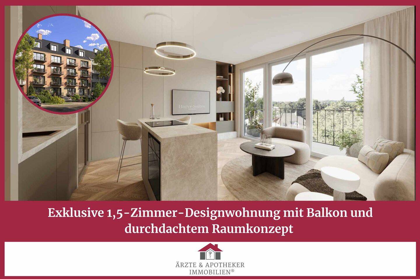 Exklusive 1,5-Zimmer-Designwohnung mit Balkon und durchdachtem Raumkonzept