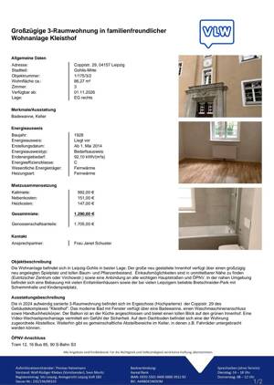 3-Raumwohnung im Kleisthof – 4157 Leipzig – Vorschaubild 2