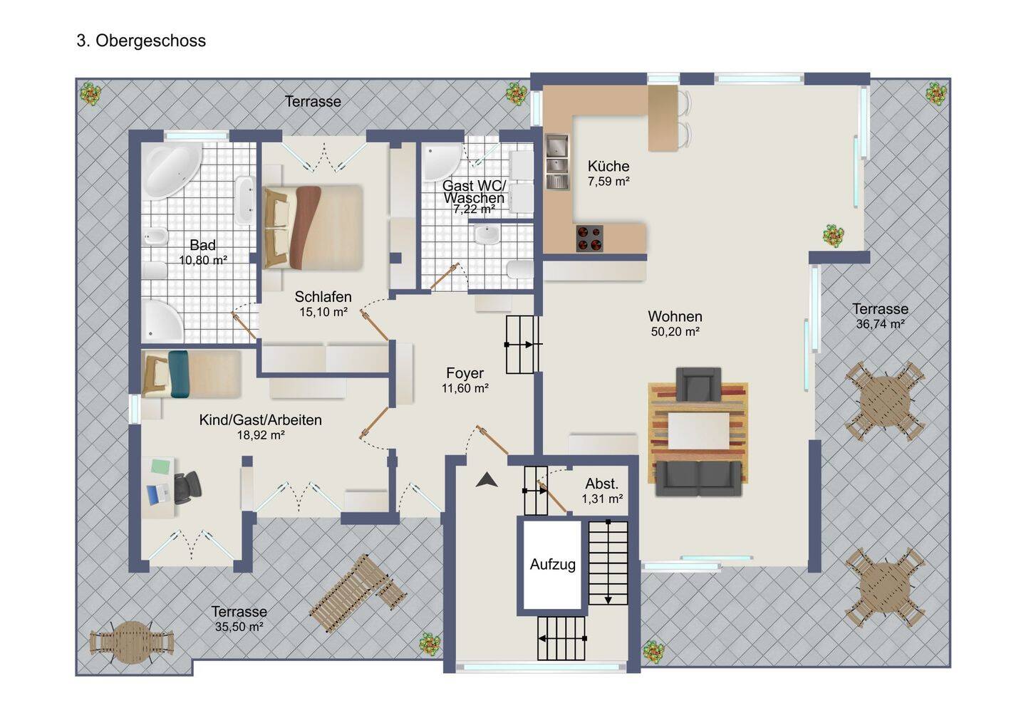 Gehobene Eigentumswohnung mit Penthouse-Flair – Darmstadt – Vorschaubild 2