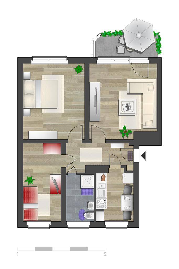3-Raum-Wohnung mit Balkon mit Blick ins Grüne – Chemnitz – Vorschaubild 4