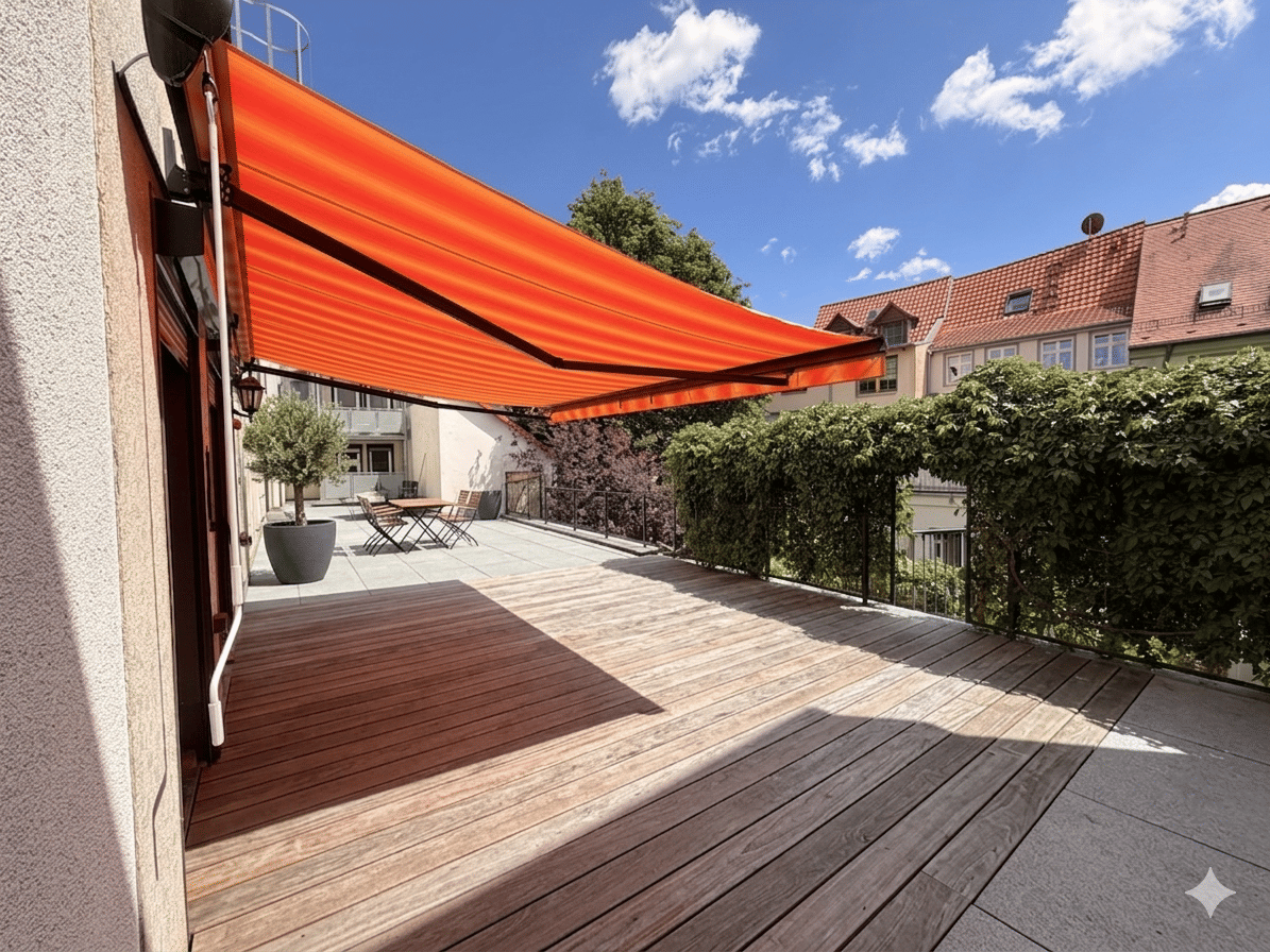 Einzigartiges Wohnen im Hinterhaus – Charmante Maisonette-Wohnung mit spektakulärer 50 qm Sonnenterrasse in der Erfurter Altstadt