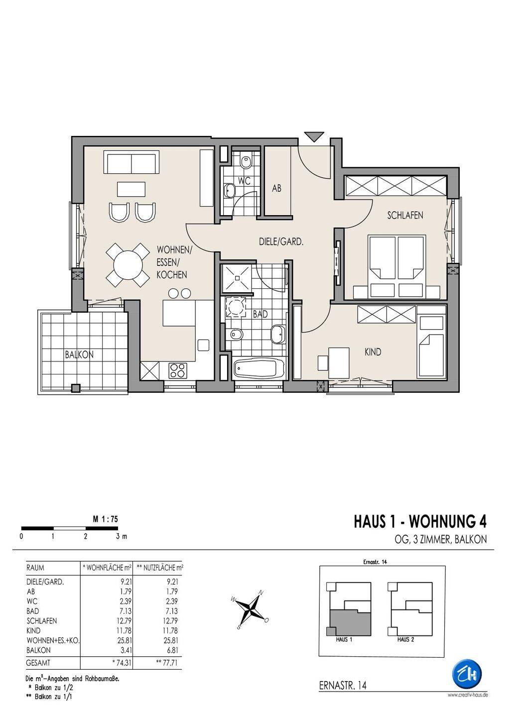 Attraktive 3-Zi.-Whg., SW-Balkon, Tageslicht-Bad, Gäste-WC, Lift – München – Vorschaubild 5