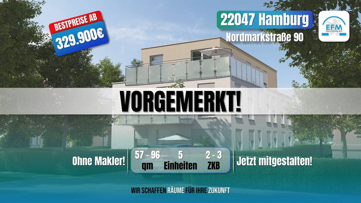 ++BESTPREIS++ MIET-/ENERGIESPAREND 2 ZKB Neubau Energieeffizienz A+ – 22047 Hamburg – Bild 1 von 7