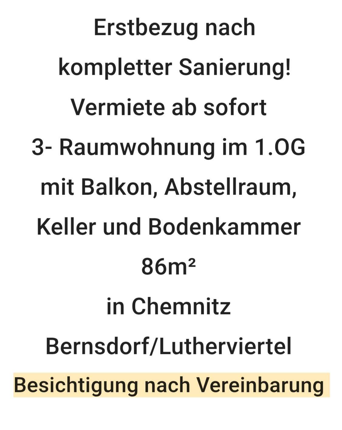 3-Raum-Wohnung, Erstbezug nach komplett Sanierung / ALLES NEU - SIE SIND ERSTER! – Chemnitz – Vorschaubild 2
