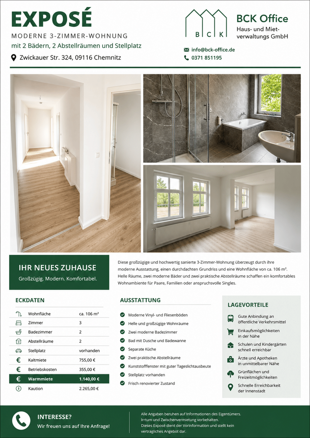 Modernes 3-Zimmer-Apartment zur Miete in Chemnitz Schönau – Chemnitz – Vorschaubild 5