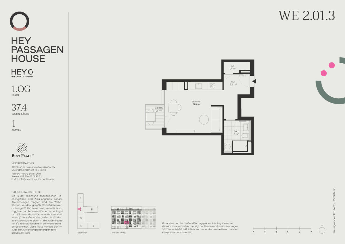 HEY C: Urbanes Studio mit Balkon und viel Licht – Berlin – Vorschaubild 2