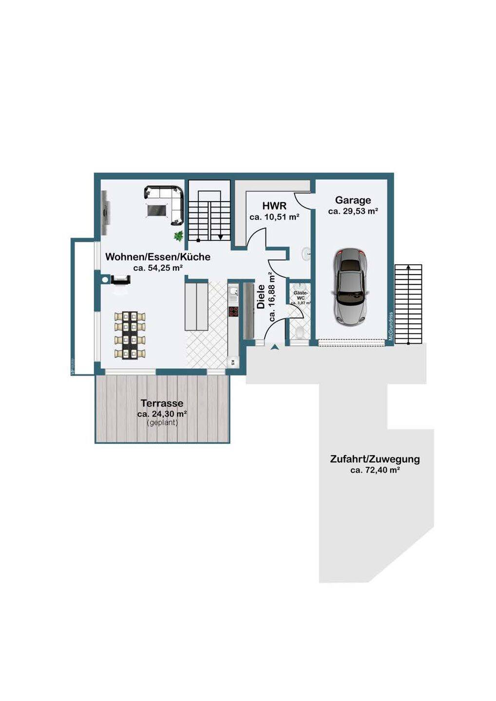 A+ Einfamilienhaus mit großzügigem Platzangebot und Studio mit separatem Eingang - BJ 2025 – Oberthulba – Vorschaubild 7