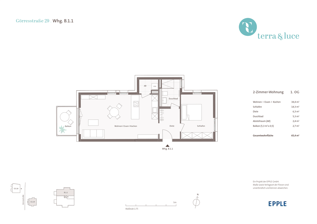 Sonne, Licht, Lebensfreude - stilvolle 2-Zimmer-Wohnung mit Westbalkon in der Heidelberger Südstadt. – Heidelberg – Vorschaubild 2