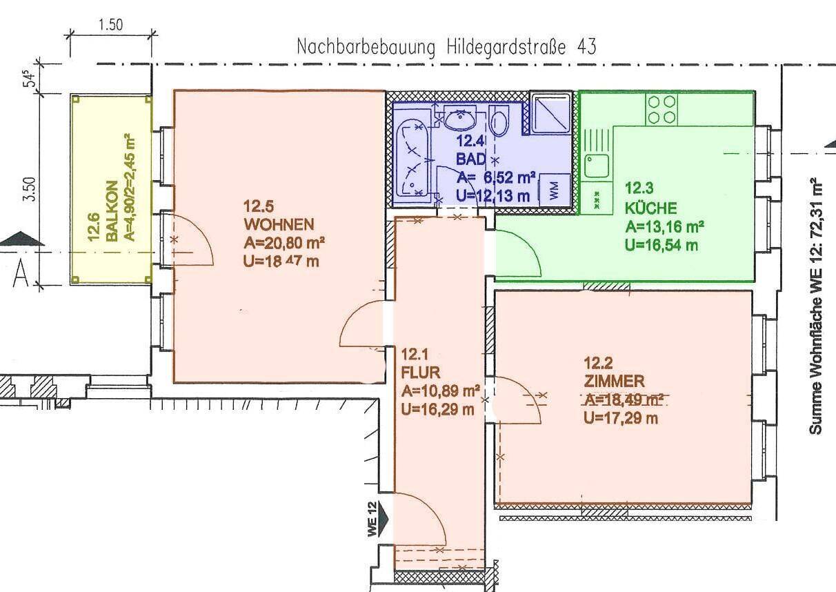 Einziehen und Wohlfühlen... großzügige 2-Zimmer-Wohnung mit Balkon! Wohnküche + EBK + Wanne/Dusche + Lift + gepflegtes MFH – Leipzig – Vorschaubild 2
