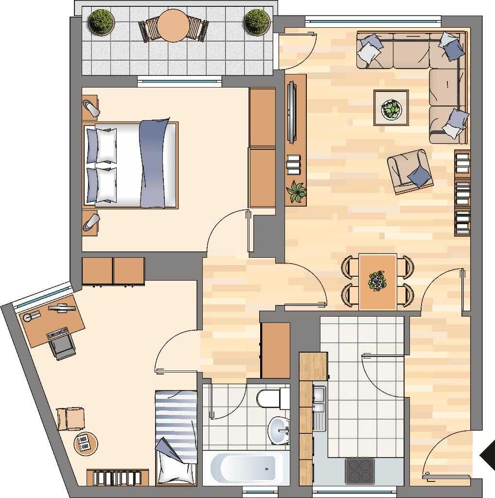 Tolle 3 Zimmer Wohnung mit Balkon für Familien – Dortmund – Vorschaubild 3