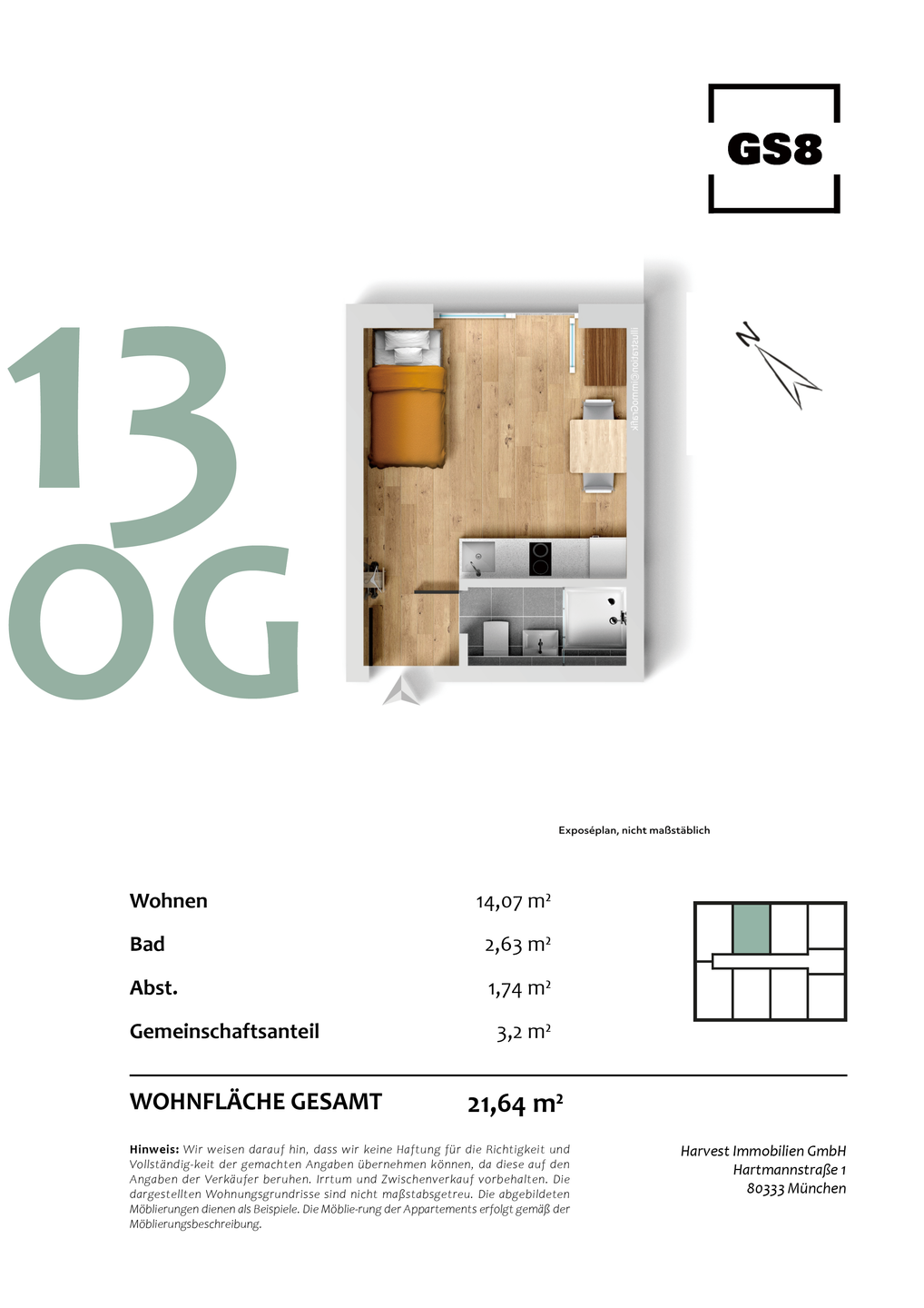 Attraktives Neubau-Studentenappartement im 1. Obergeschoss ++ ideal zur Kapitalanlage ++ – München – Vorschaubild 2