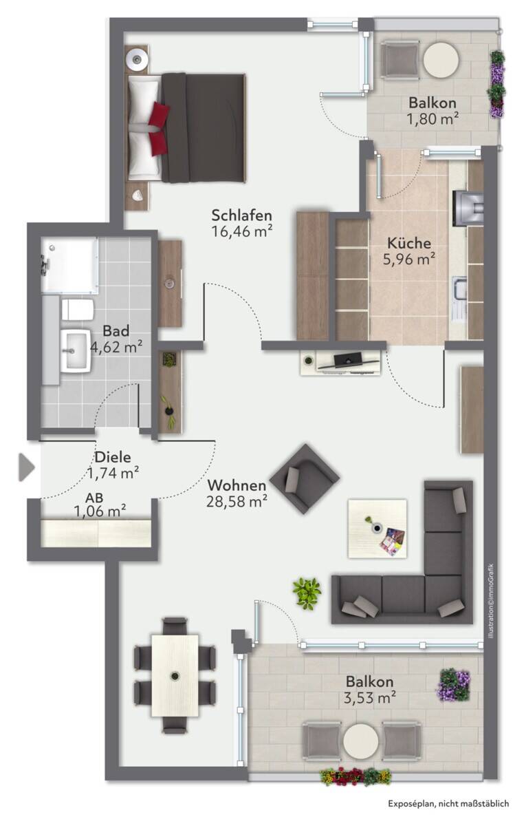 Charmante 2-Zimmer-Wohnung mit Loggien-Duo in München – München – Vorschaubild 7