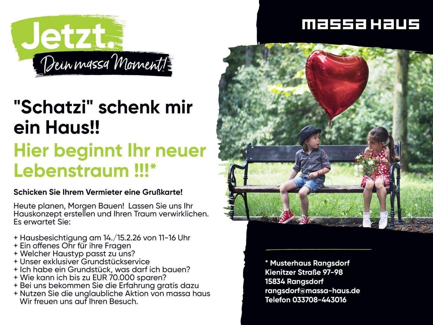 SCHATZI SCHENK MIR EIN HAUS! BERATUNG 14.&15.2. 11-16 Uhr IN RANGSDORF! – Zossen – Bild 1 von 8