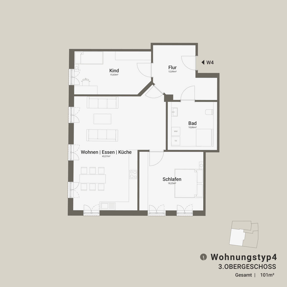 Bestlage in Augsburg - Neubau 3-Zi.-Wohnung mit französischem Balkon direkt am Stadtmarkt – Augsburg – Vorschaubild 3