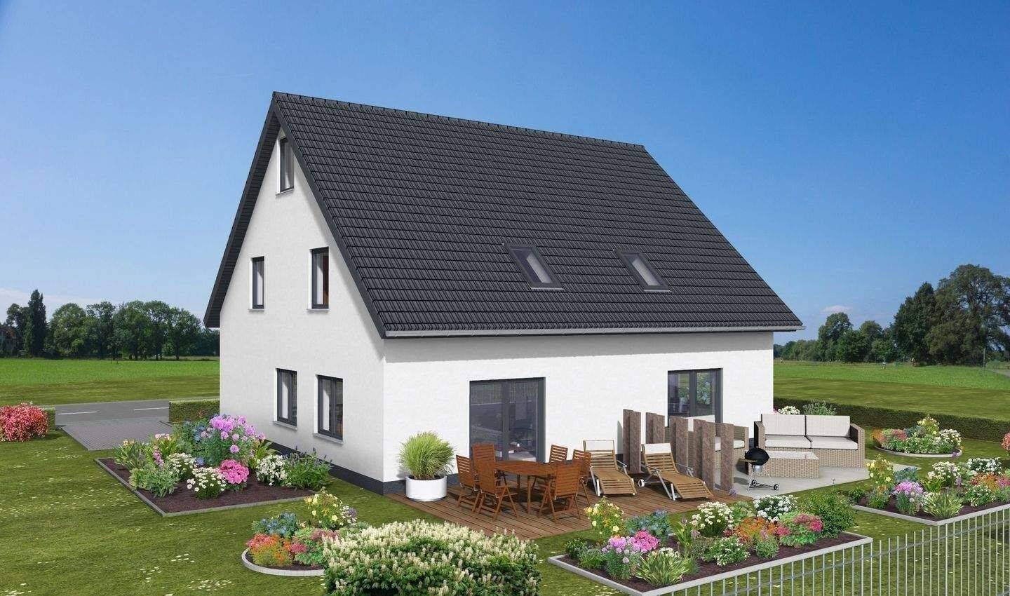 +++NEUBAU+++ Moderne Doppelhaushälfte inklusive Grundstück in Stralsund zu verkaufen – Stralsund – Bild 1 von 6