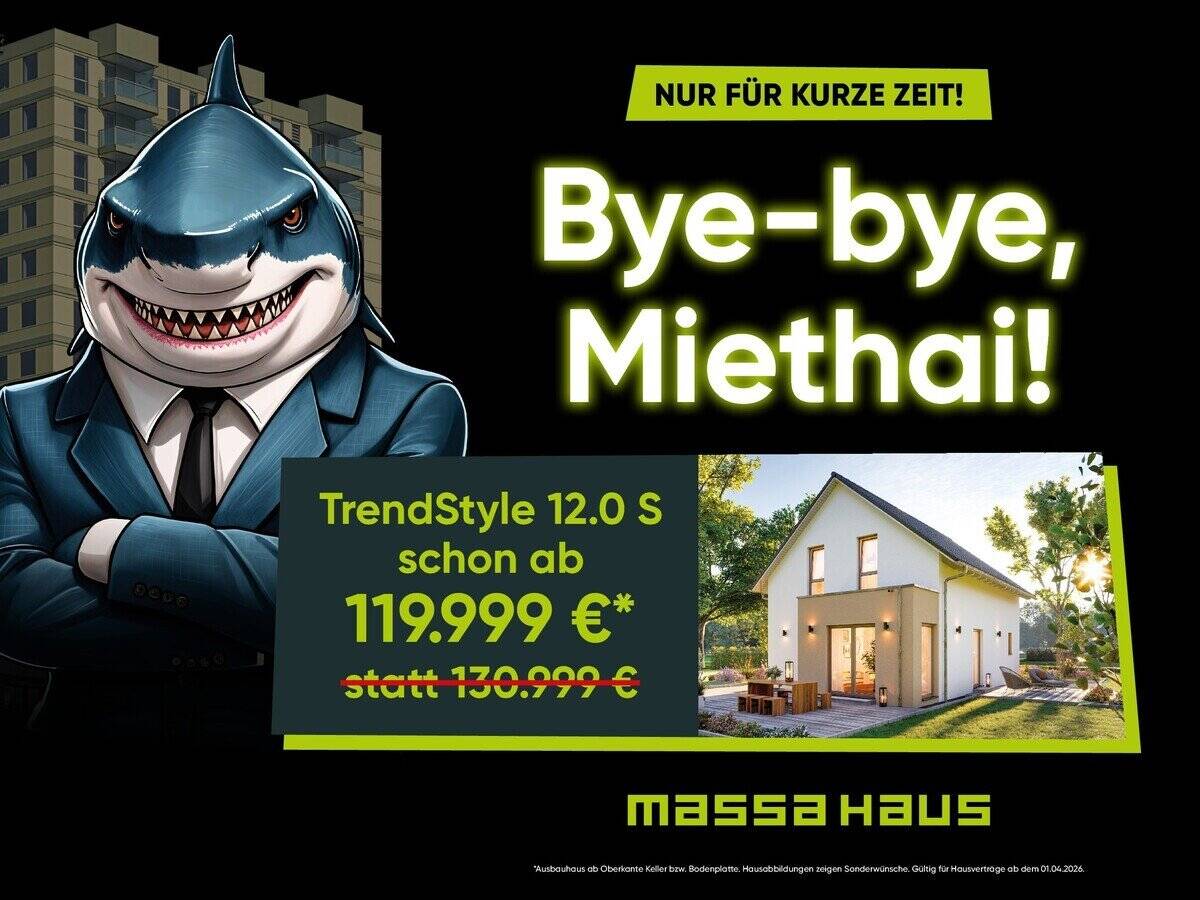 Raus aus der Miete - Rein ins Eigenheim! Aktionshaus TrendStyle 12.0S von massa Haus – Horbruch – Bild 1 von 9