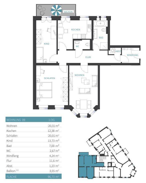 Erstbezug nach Sanierung - Moderne 3-Zimmer-Wohnung mit Balkon – Chemnitz – Vorschaubild 2