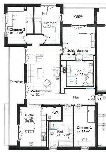 Bachviertel: Exklusive 5-Zi.-Whg. mit 2 Terrassen und Topausstattung am Clara-Park! – Leipzig – Vorschaubild 6