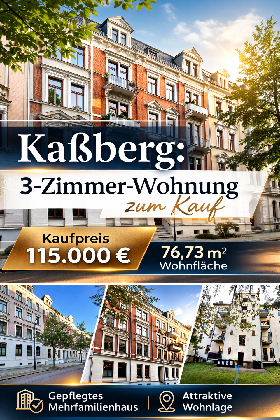 Kaßberg: 3-Zimmer-Wohnung zum Kauf – Chemnitz – Bild 1 von 3