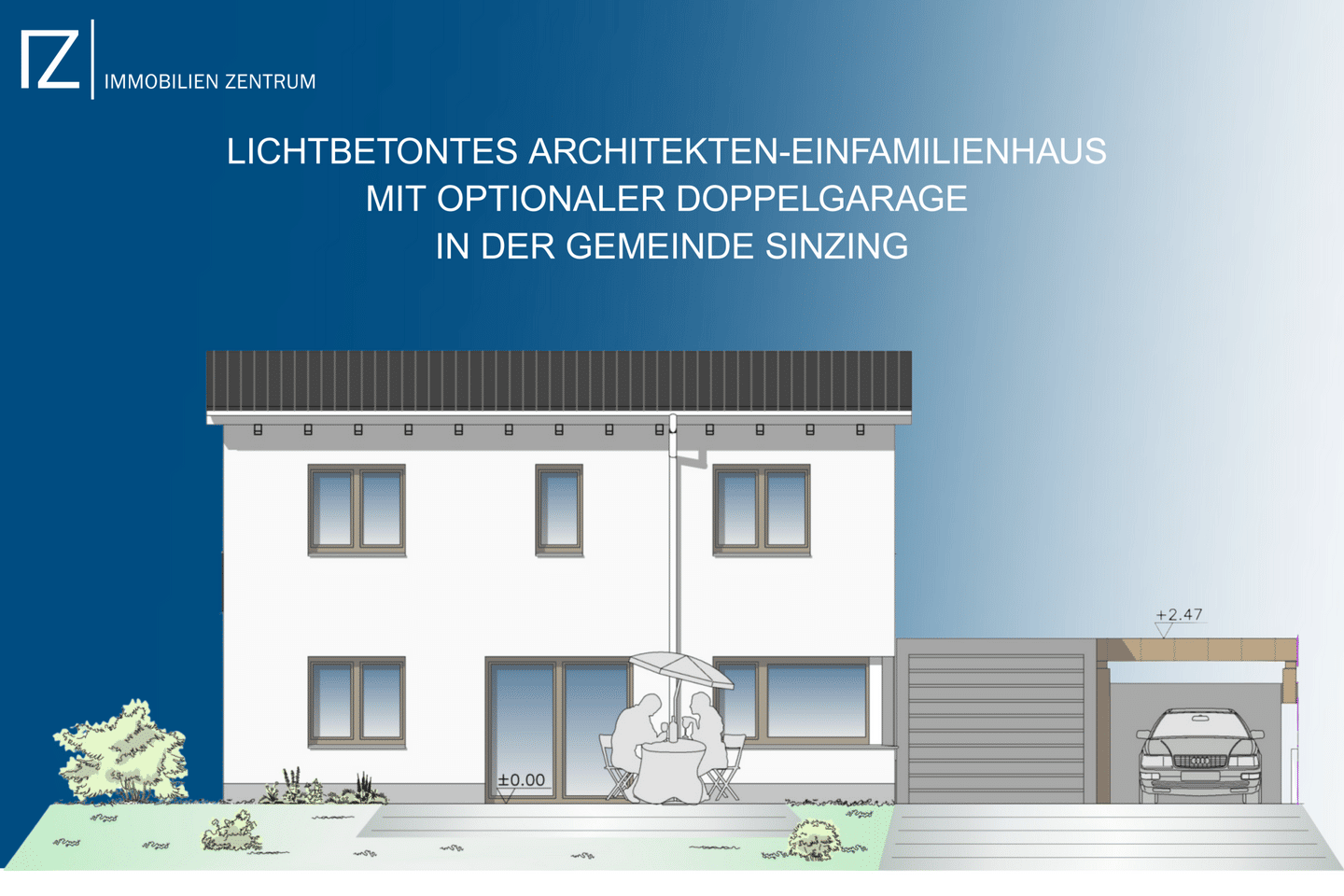 Lichtbetontes Architekten-Einfamilienhaus mit optionaler Doppelgarage in der Gemeinde Sinzing – Sinzing – Bild 1 von 9