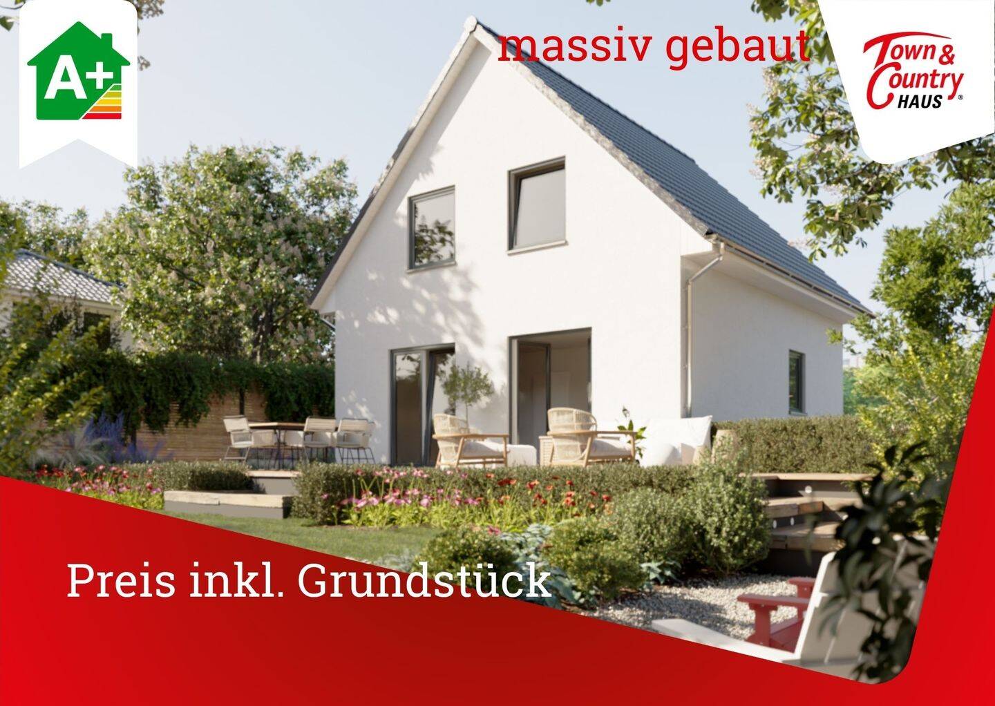 Raumwunder 90, Preis inkl. Grundstück, massiv gebaut