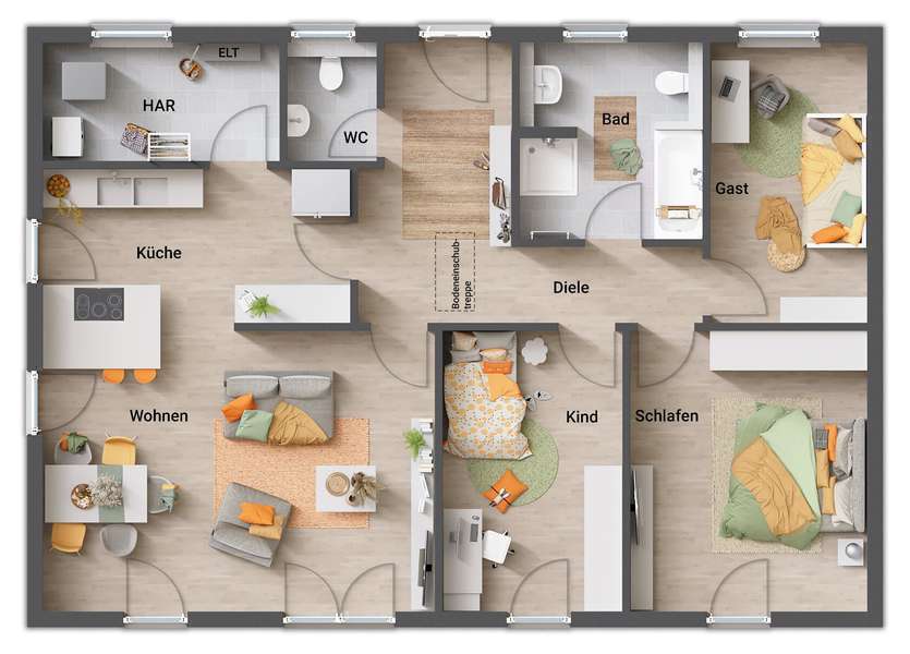 Bungalow 110 massiv gebaut, Preis inkl. Grundstück – Bescheid – Vorschaubild 5
