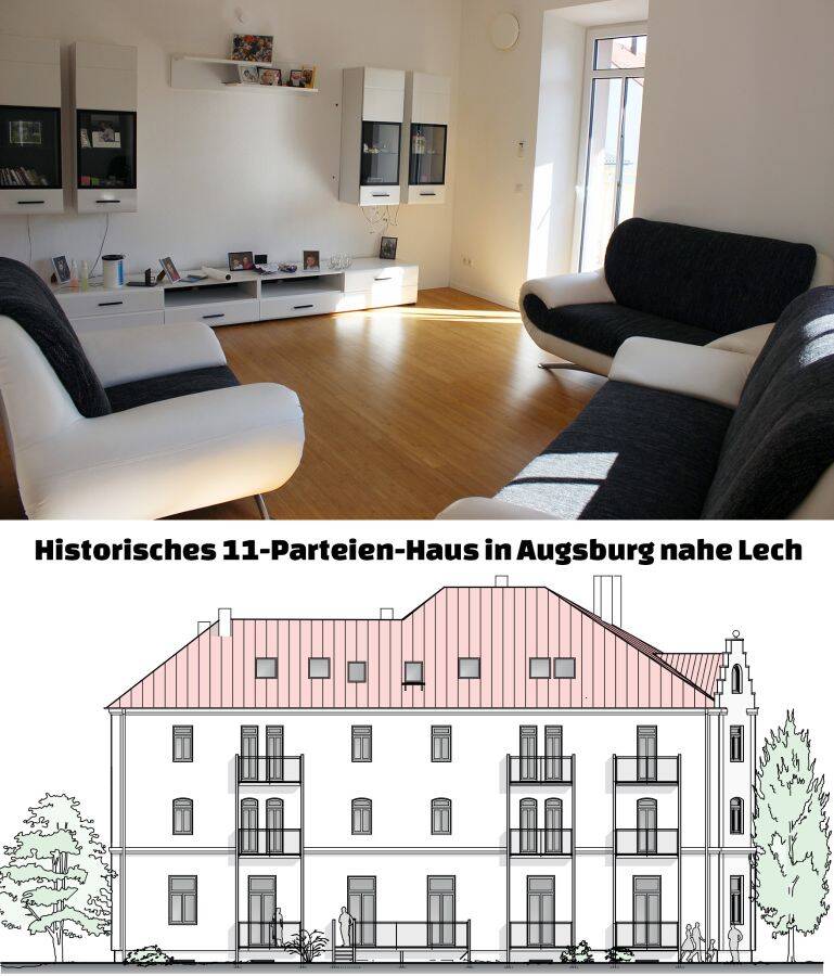 Provisionsfrei* Direkt vom Eigentümer: Historisches 11 Parteien Mehrfamilienhaus in Augsburg nahe Lech, Renditeobjekt von privat (ohne Makler)