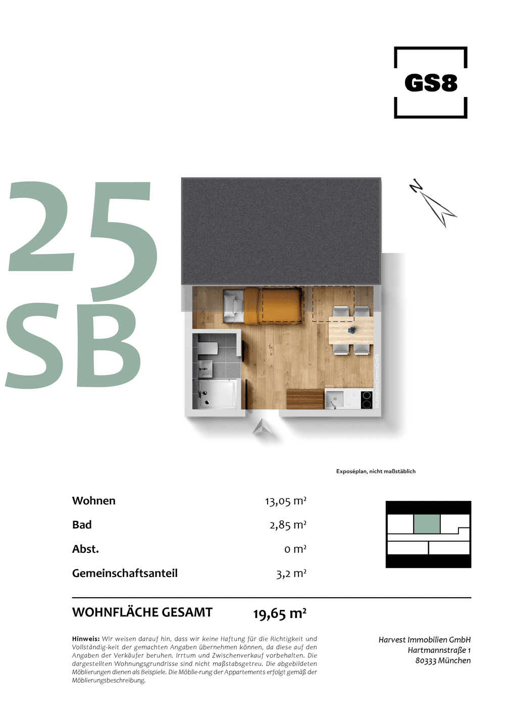 Modernes Studentenapartment inkl. Möbel – Neubau am Englischen Garten – München – Bild 1 von 7