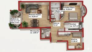 Provisionsfrei, zentral, grün. 3 Zimmer Wohnung am Arnulfpark. – 80636 München – Vorschaubild 4