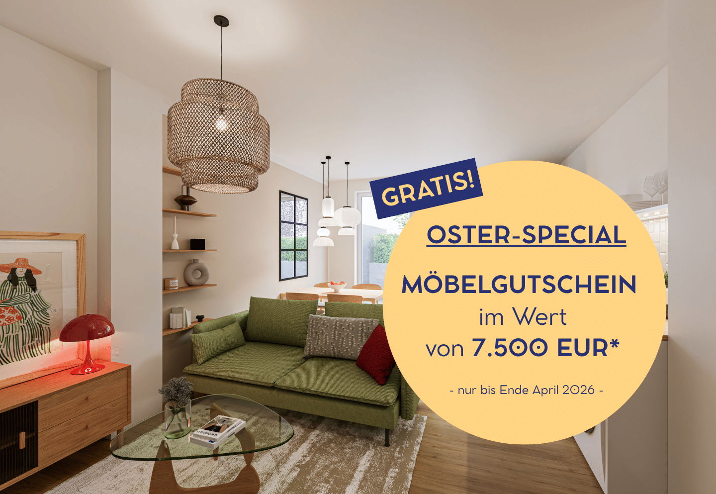 Jetzt 7.500 € sparen: Oster-Special für moderne 3-Zimmer-Maisonette mit Dachterrasse – Nürnberg – Bild 1 von 7