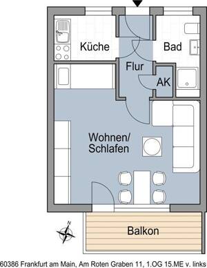 1 Zimmerwohnung mit Balkon – 60386 Frankfurt am Main – Vorschaubild 2