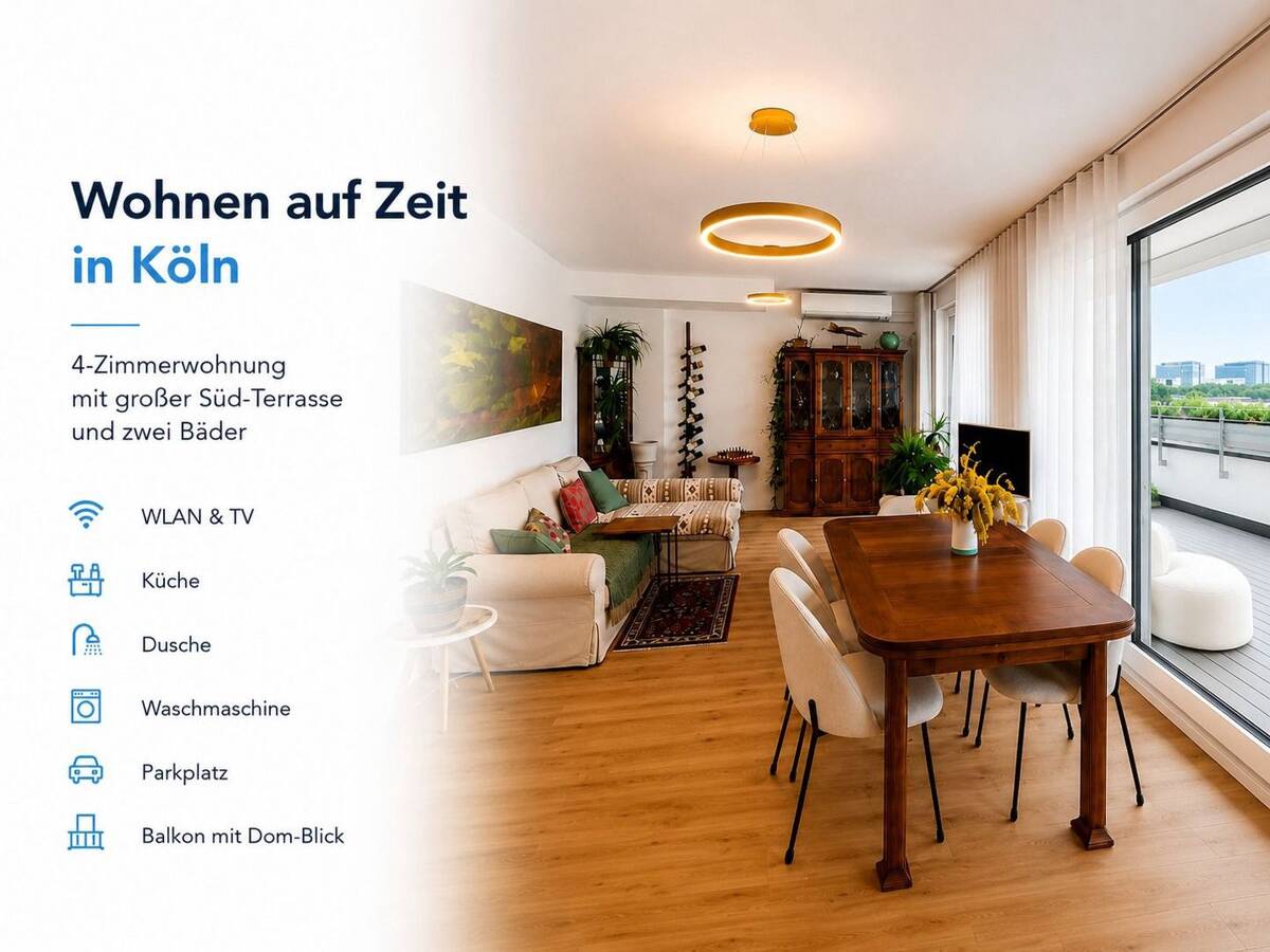 Penthouse mit Blick über Köln - Wohnen auf Zeit ab 3 Monate – 50676 Köln – Bild 1 von 9