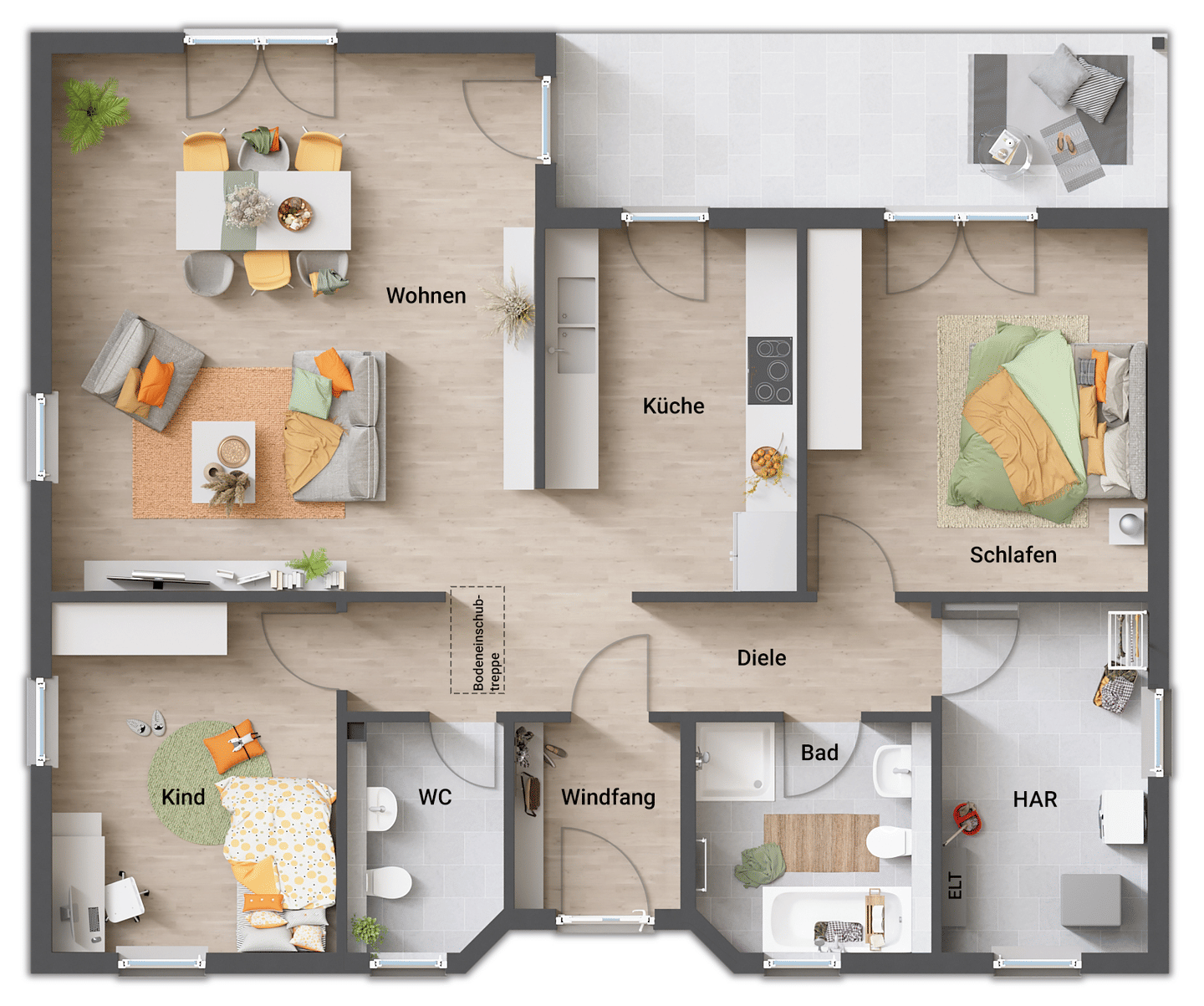 Winkelbungalow 108 massiv gebaut, Preis inkl. Grundstück – Osburg – Vorschaubild 6