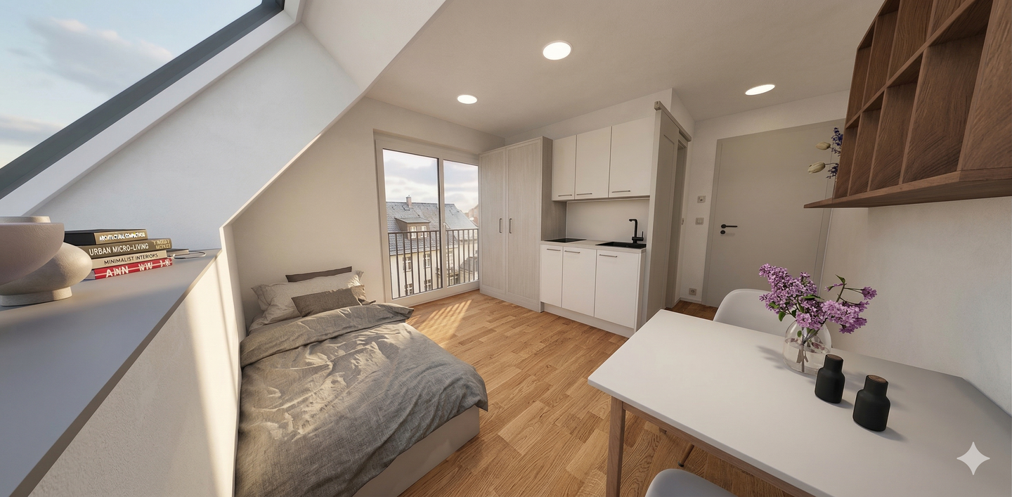 Neubau-Studentenappartement im Dachgeschoss zur Kapitalanlage