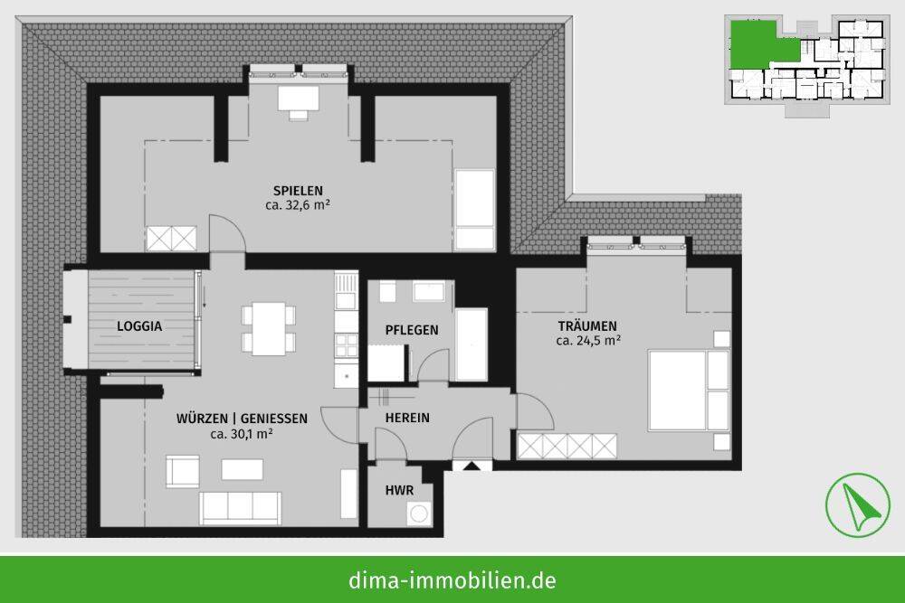 ERSTBEZUG Parkstadt Leipzig | DG-Traum mit uneinsehbarer Loggia, Vollbad, HWR, Stellpl., Lift u.v.m. – Leipzig – Vorschaubild 2