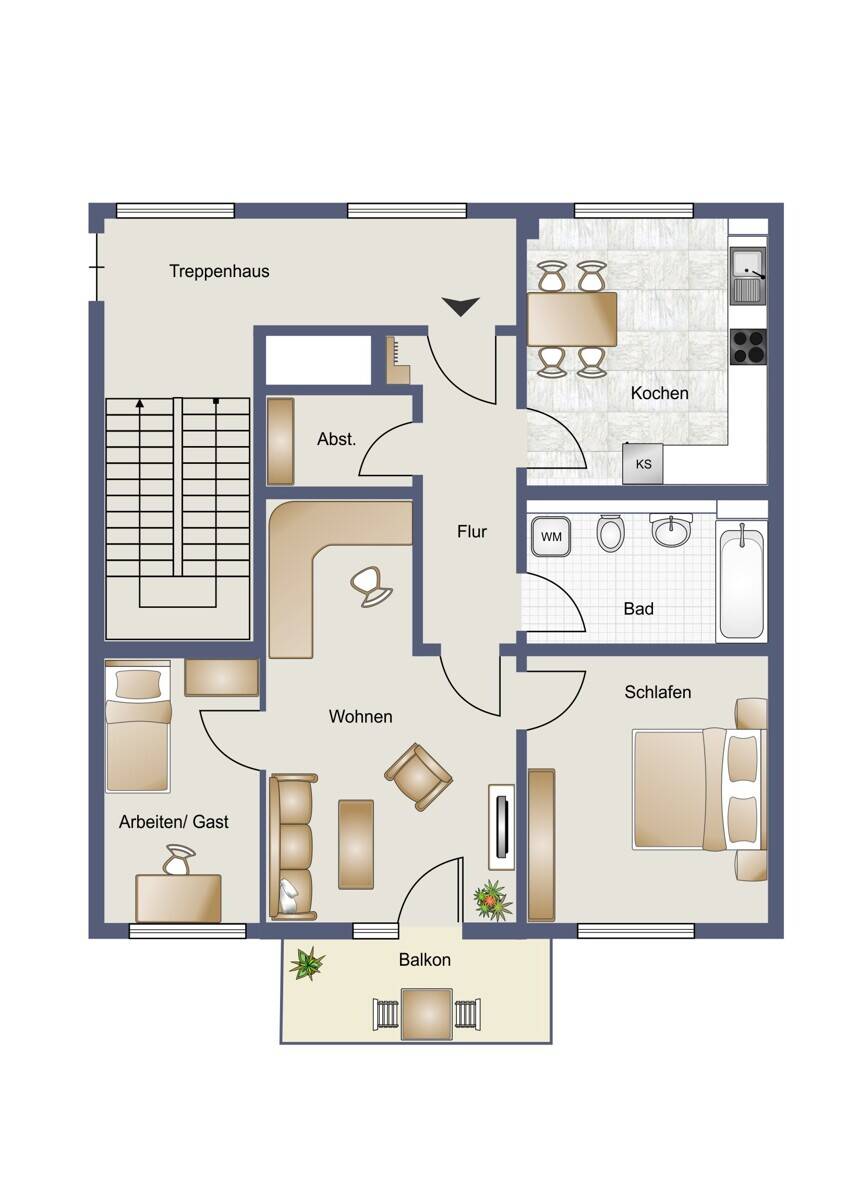 *Exklusive 3 Raum WE in Dresden* *kernsaniert*Südbalkon/Elbblick* *EBK*Stellplatz*provisionsfrei* – Dresden – Vorschaubild 6