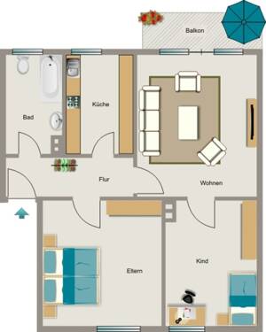 Demnächst frei! 3-Zimmer-Wohnung in Duisburg Beeckerwerth – 47139 Duisburg – Vorschaubild 2