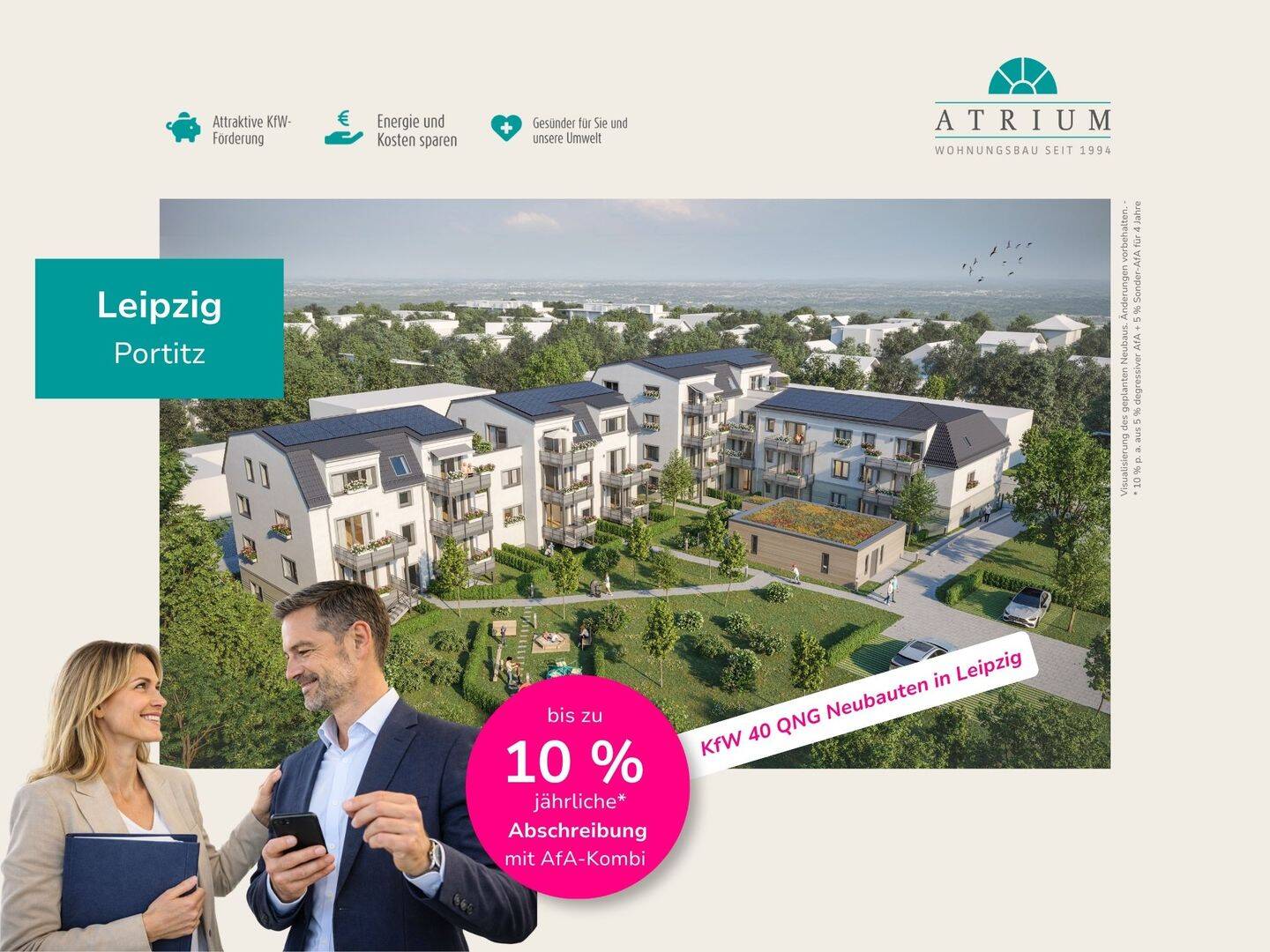 Neubau Leipzig sichern - 3 Zimmer mit Terrasse, Privatgarten und Stellplatz