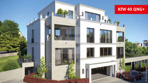 KfW 40 QNG+ Exklusives Penthouse, Sonnenterrasse mit Blick auf das Siebengebirge und die Godesburg.