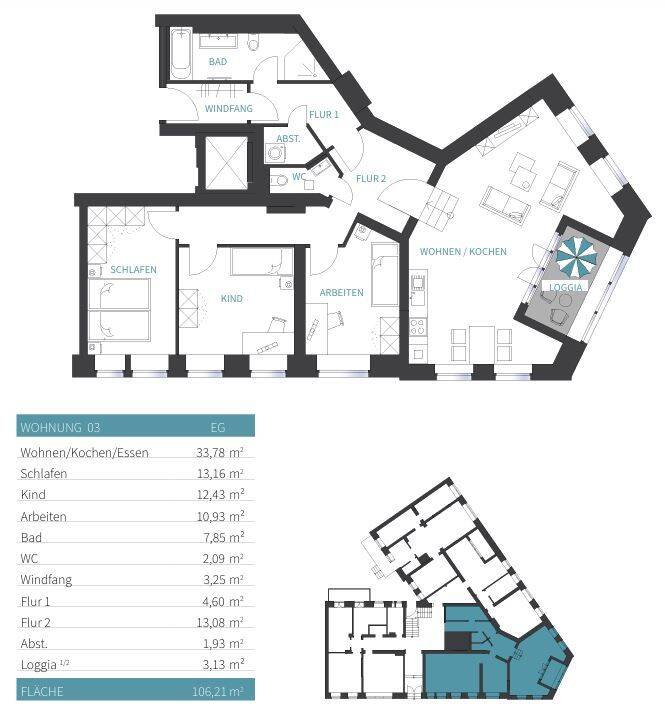 Erstbezug nach Sanierung - Moderne 4-Zimmer-Wohnung mit Loggia – Chemnitz – Vorschaubild 2