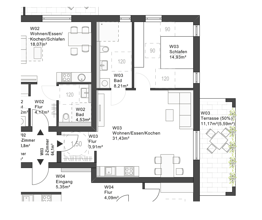 2 Zimmer mit Option 3 Zimmer und großem Privatgarten – Ulm – Vorschaubild 5