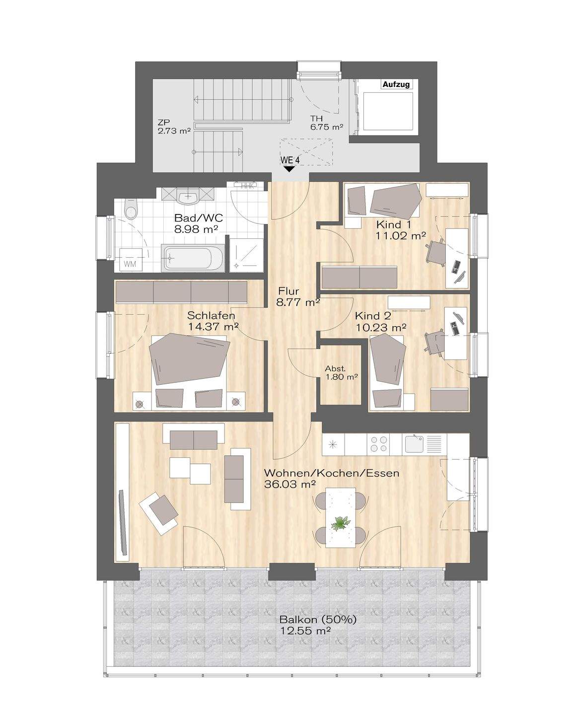 Wohnen auf dem Kaßberg – Neubau KfW 40 Mehrfamilienhaus mit 4 Eigentumswohnungen – Chemnitz – Vorschaubild 2