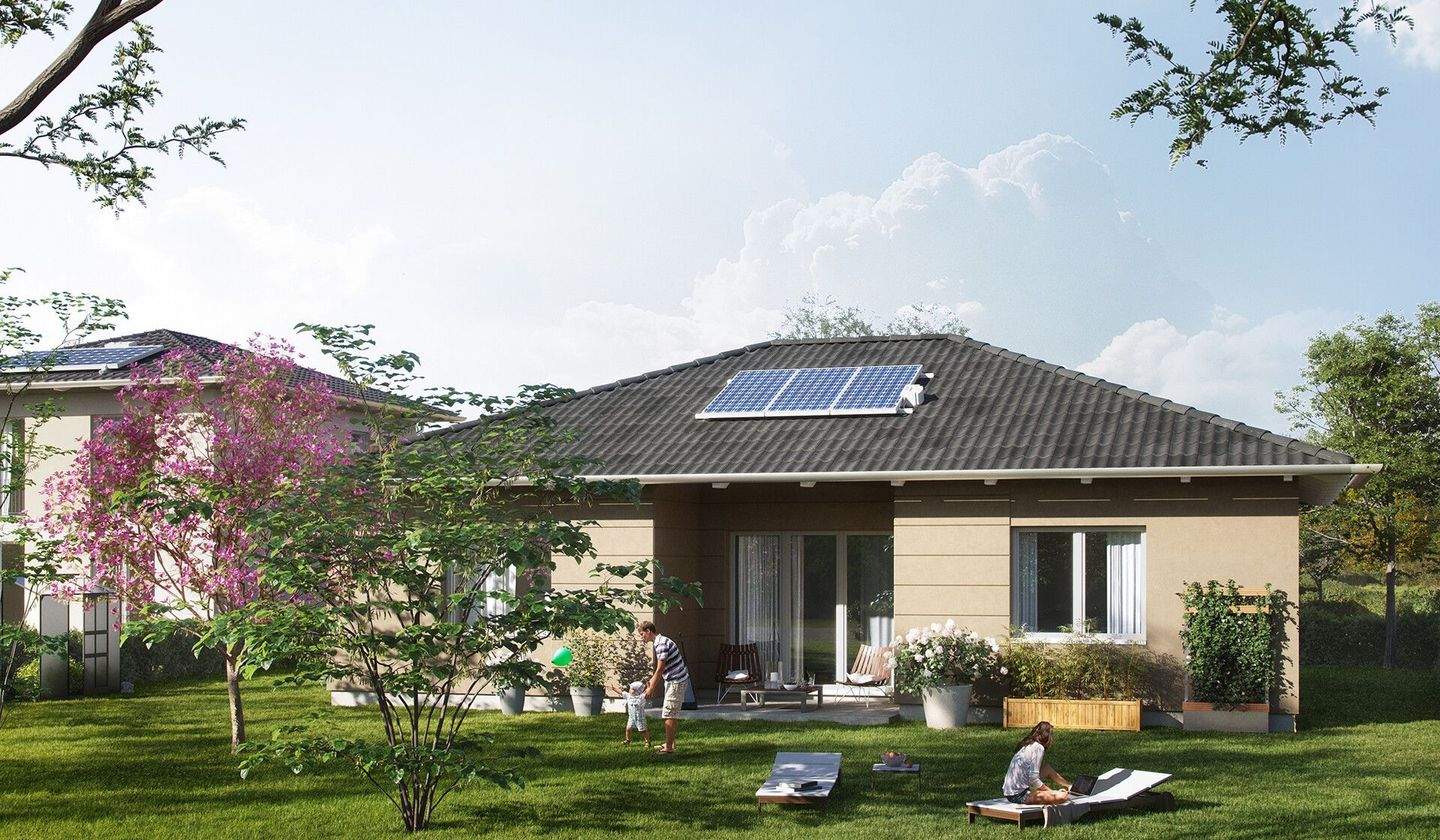 Modernes Haus im Bungalow-Stil mit überdachter Terrasse – Biesenthal – Bild 1 von 9