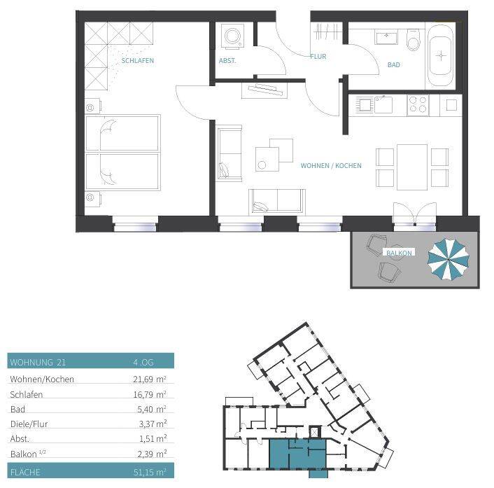 Erstbezug nach Sanierung - Moderne 2-Zimmer-Wohnung mit Balkon – Chemnitz – Vorschaubild 2