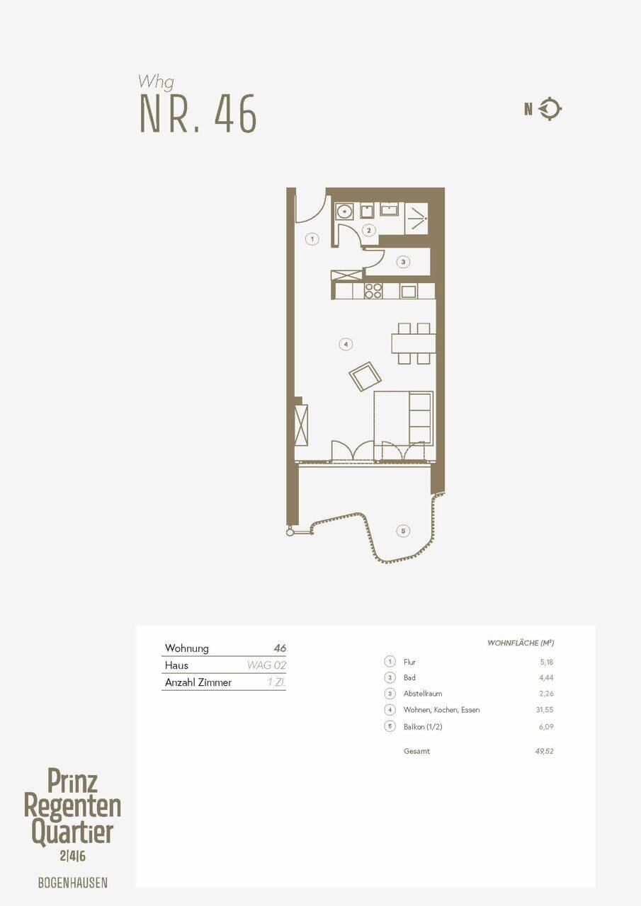 Wohnung Nr.46: Helle 1-Zimmer-Wohnung mit großzügigem, überdachten Balkon - zusätzlicher Wohnkomfort – München – Vorschaubild 8